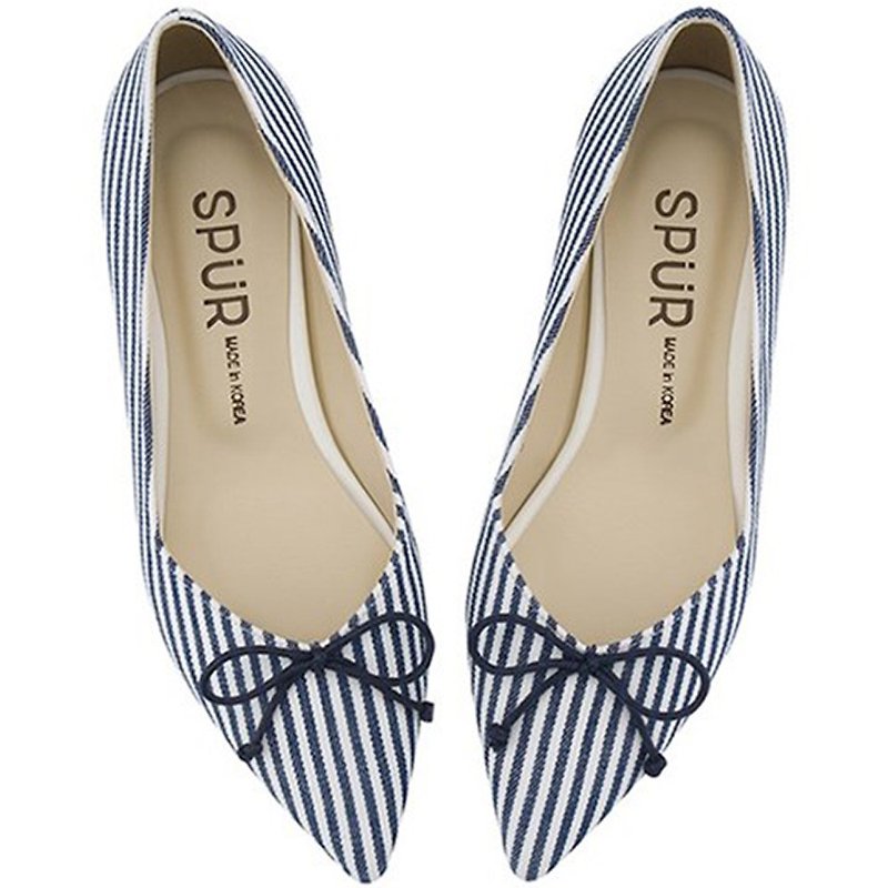 SPUR 可愛絲帶條紋蝴蝶結平底鞋 OS7029 STRIPE - 女款休閒鞋 - 其他材質 