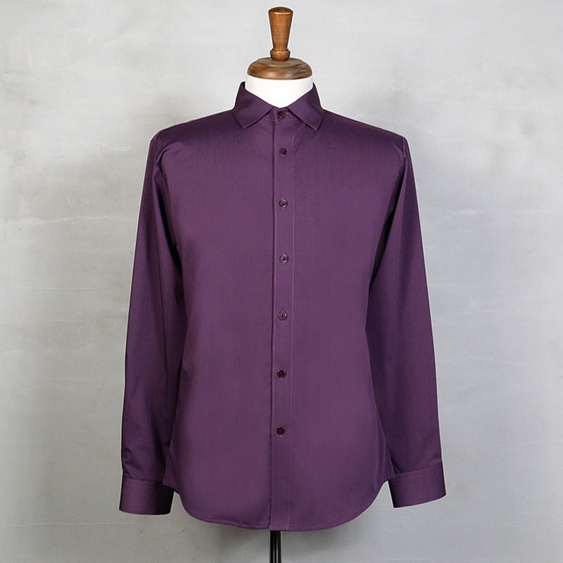 Minimalist Fitted Shirt-DS-1053 - เสื้อเชิ้ตผู้ชาย - ไฟเบอร์อื่นๆ สีม่วง