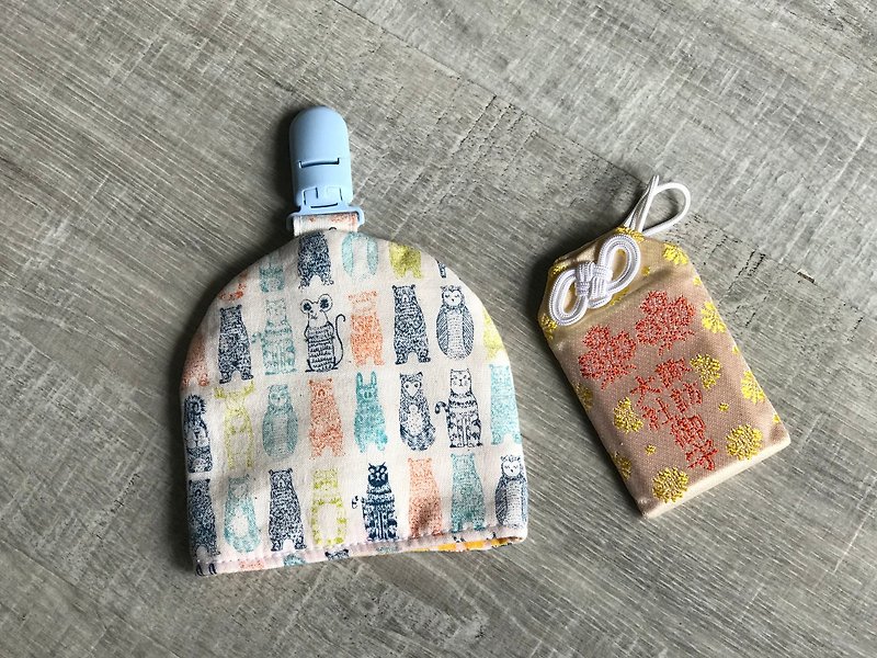 Hand-made bell-shaped peace symbol bag Japanese cloth mosquito brick can be set for picking paragraph embroidered word palm - Other - Cotton & Hemp Gray