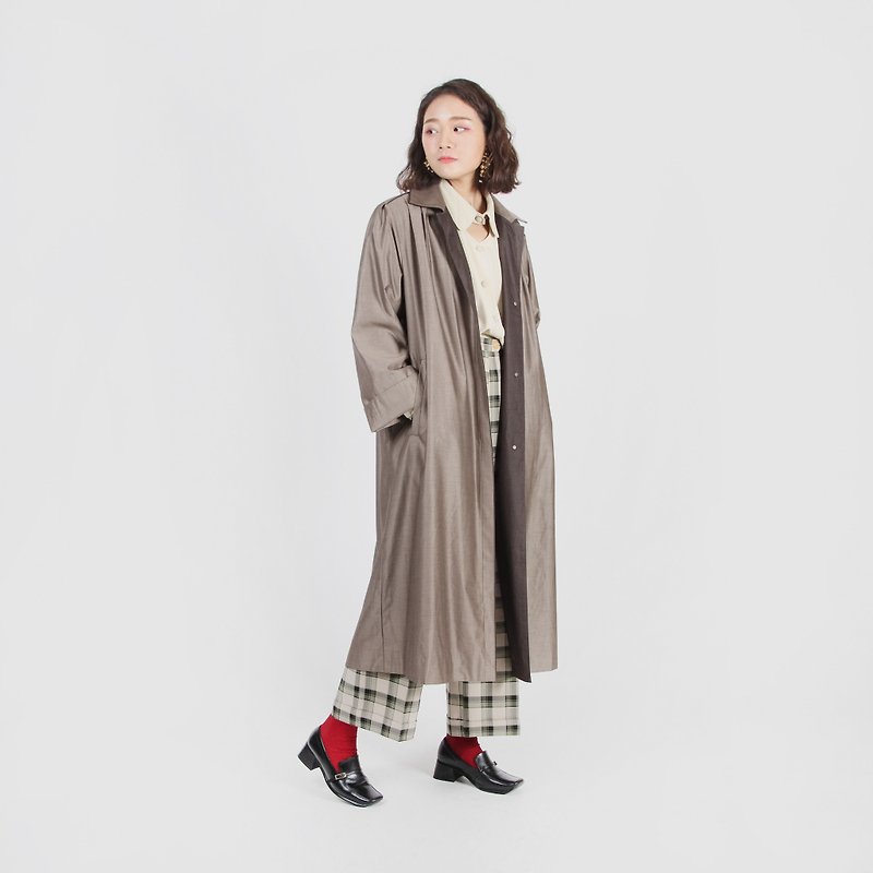 [Egg plant ancient] two-color clever crisp long version of the old windbreaker - Women's Blazers & Trench Coats - Cotton & Hemp 