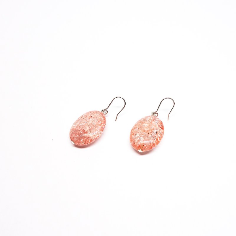 Pink crysta earrings SV925【Pio by Parakee】粉色水晶耳環 - Earrings & Clip-ons - Gemstone Pink
