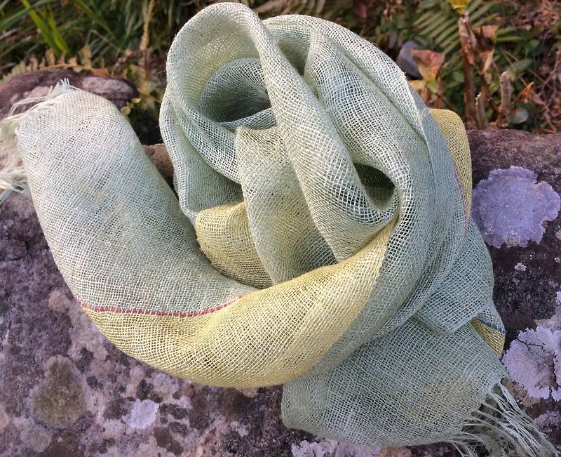 Handwoven silk hemp stole G - Scarves - Cotton & Hemp 