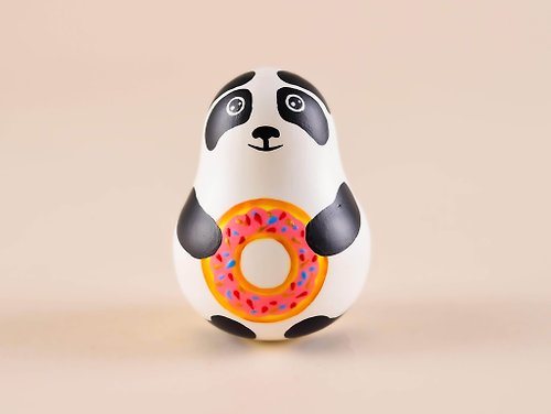 FirebirdWorkshop Wooden toys Panda Musical roly-poly