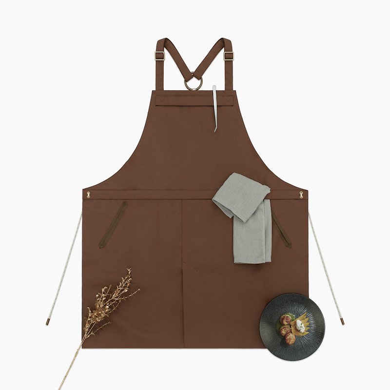 ALOB - Cocoa Bean Vegan Leather Apron by rin - Aprons - Faux Leather Brown