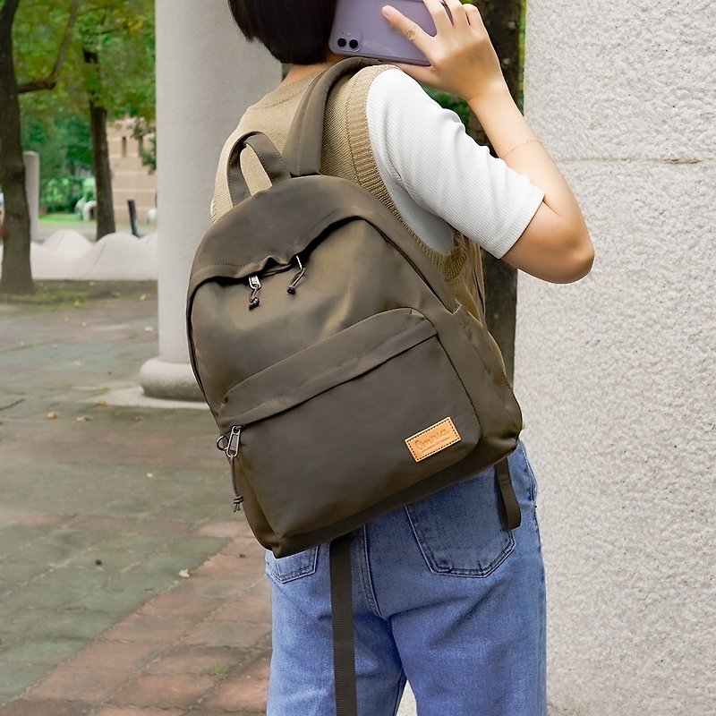 Smart Storage Nylon Laptop Backpack (Brown) - กระเป๋าเป้สะพายหลัง - ไนลอน สีนำ้ตาล
