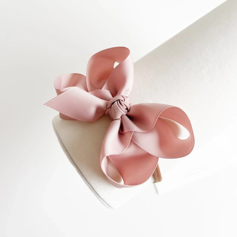 澳洲手工髮飾 Chléa & Co.-大蝴蝶結嬰兒髮帶 新生兒髮飾 送禮 - 嬰兒帽子/髮帶 - 棉．麻 粉紅色