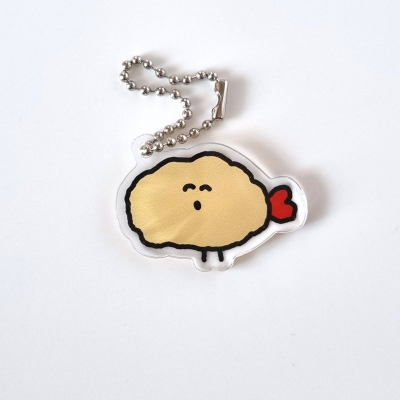 Yum-Yum Acrylic keyring - fried shrimp - 鑰匙圈/鑰匙包 - 壓克力 粉紅色