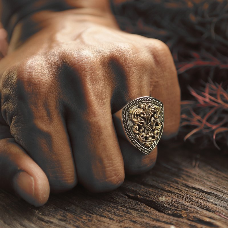 Gothic Ring for unisex made of sterling silver 925 biker style - リング・指輪 - スターリングシルバー シルバー