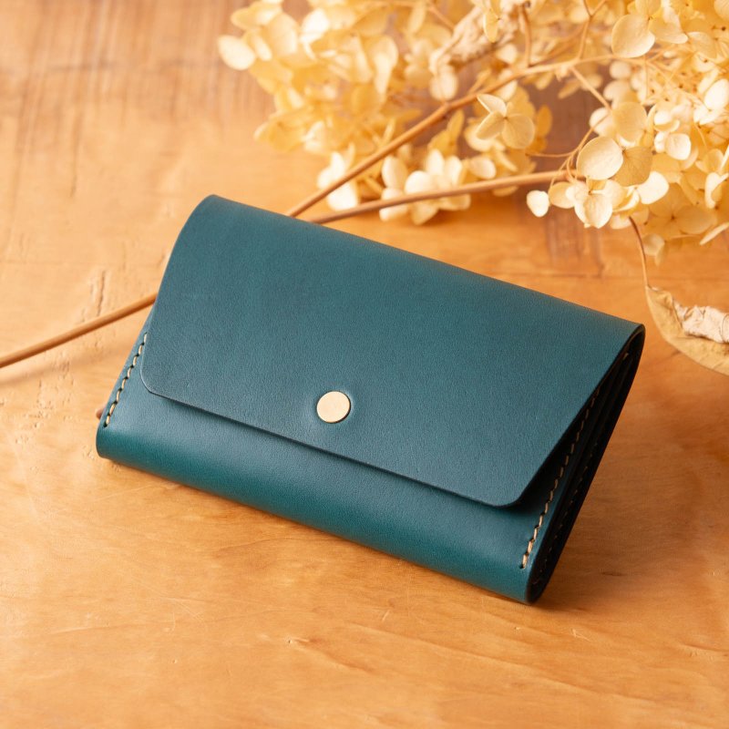 シンプルなマチつきカードケース 名刺入れ　Patan-card マチつき #PeacockBlue【入学祝】【就職祝】【カスタム可能なギフト】 - 其他 - 真皮 藍色