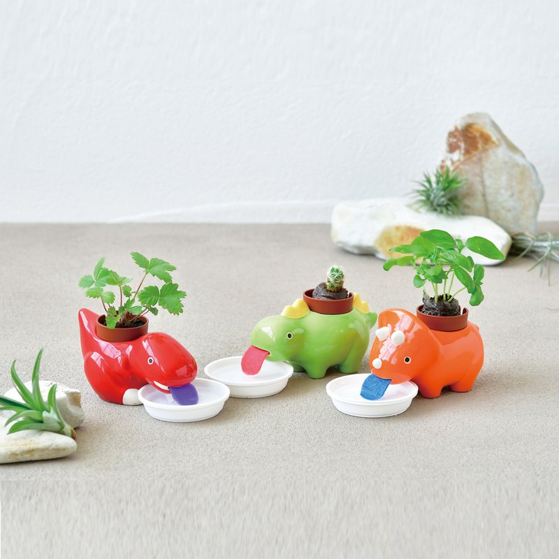 Green Zaurus Dinosaur Shaped Automatic Water Absorbing Planting Set - Plants - Pottery 