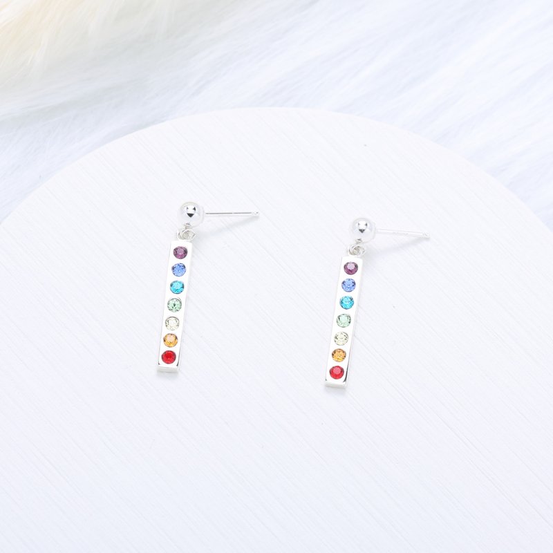 【Angel & Me】Rainbow Chakra Power s925 sterling silver earrings gift - ต่างหู - เงินแท้ สีเงิน