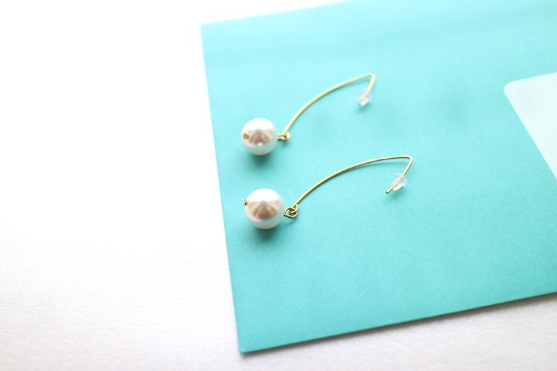 White clouds-Brass pearl earrings - Earrings & Clip-ons - Copper & Brass Multicolor