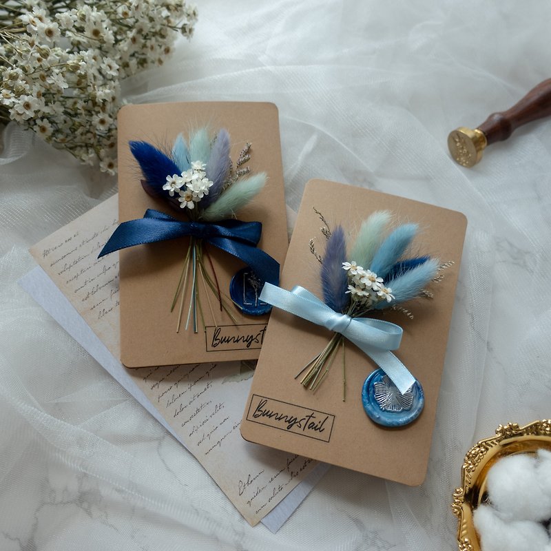【Customized】Dry Flower Card-Classic Tunny Sealing Wax/Window Gift Box - Cards & Postcards - Plants & Flowers Blue
