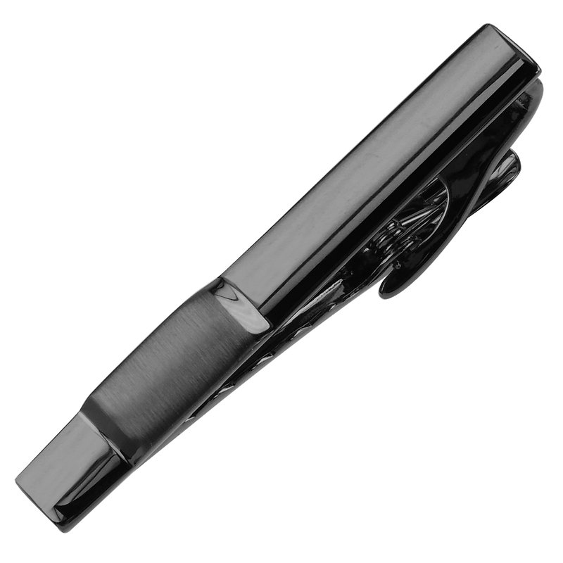 48mm ガンブラックブライト コンター ブラッシュ タイ クリップ - ネクタイ・タイピン - 金属 ブラック