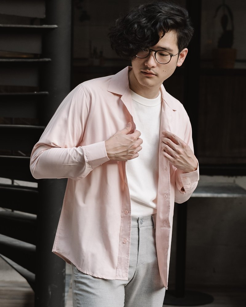 Pink - flowing long sleeve shirt - Other - Cotton & Hemp Pink