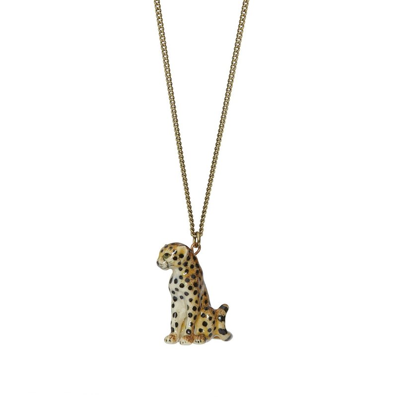AndMary 手繪瓷項鍊-獵豹 禮盒包裝 Sitting Cheetah Necklace - 項鍊 - 瓷 金色