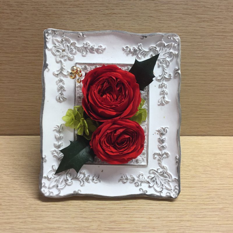 《獨家》小朵 紅色不凋花 田園玫瑰花相框花禮 - 擺飾/家飾品 - 其他材質 紅色