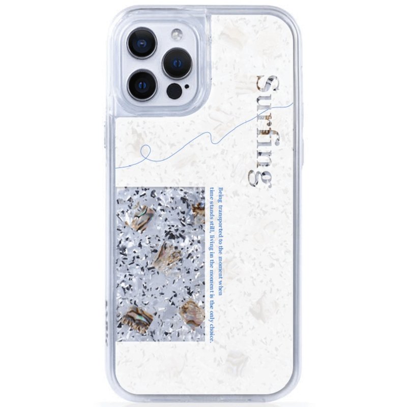 留白－銀色衝浪 iphone 14 13 12 pro max 貝殼防摔手機殼 客製 - 手機殼/手機套 - 貝殼 多色