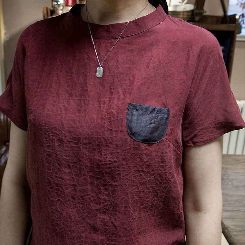 Silk Cracked Coconut Silk Short Sleeve Shirt / T-Shirt - [Arm] Independent Designer Brand - Women's T-Shirts - Silk 