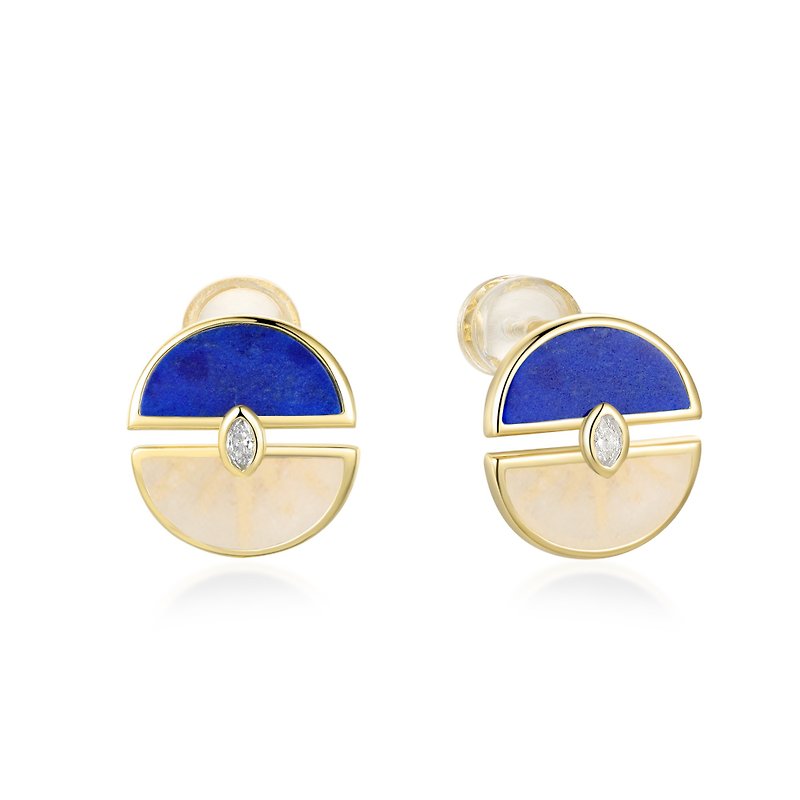 Natural White Jade Future Diamond Earrings - Earrings & Clip-ons - Jade Gold