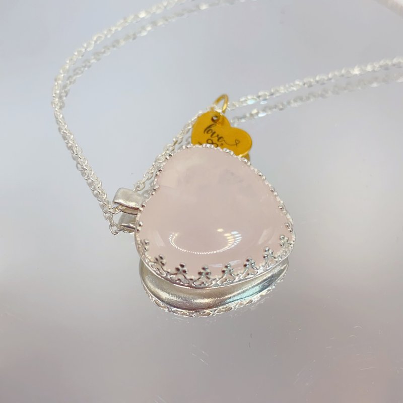 Clear Love-Pink Crystal-Lace Metalworking Series - สร้อยคอ - เงิน 