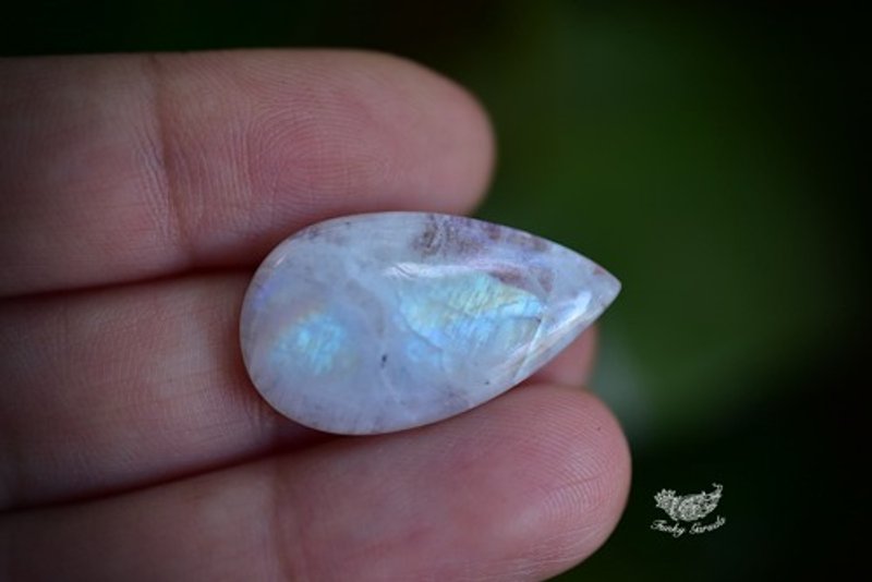 Clouds and Blue Light Drop Shape Moonstone Loose Moon043 - Metalsmithing/Accessories - Gemstone 