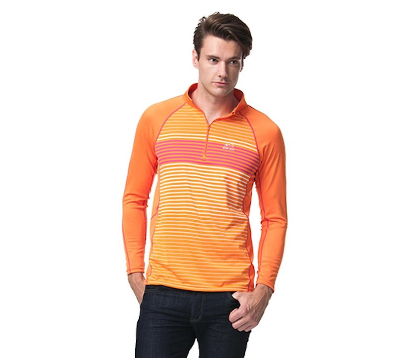 MIT Long Sleeve Stand Collar Sweatshirt - ชุดกีฬาผู้ชาย - ไนลอน สีส้ม