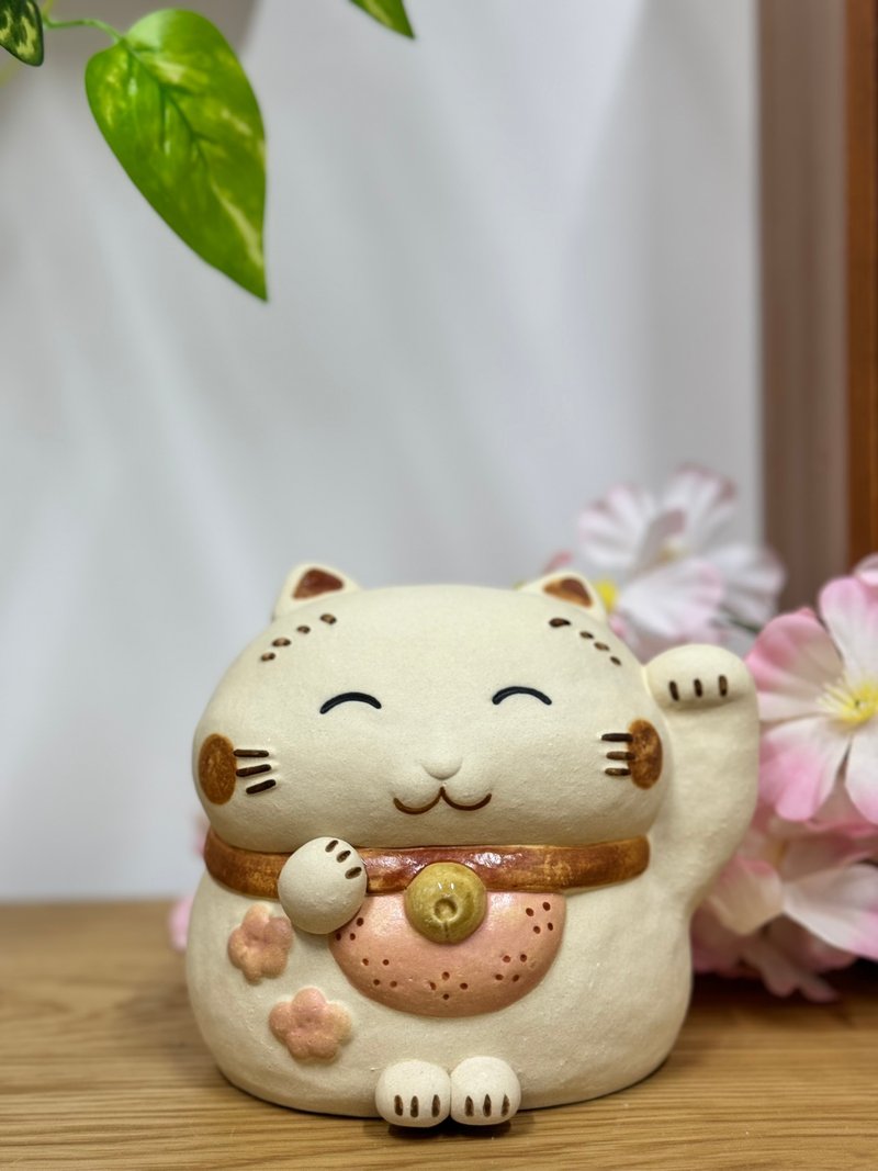 Lucky Sakura Lucky Cat - ของวางตกแต่ง - ดินเผา 