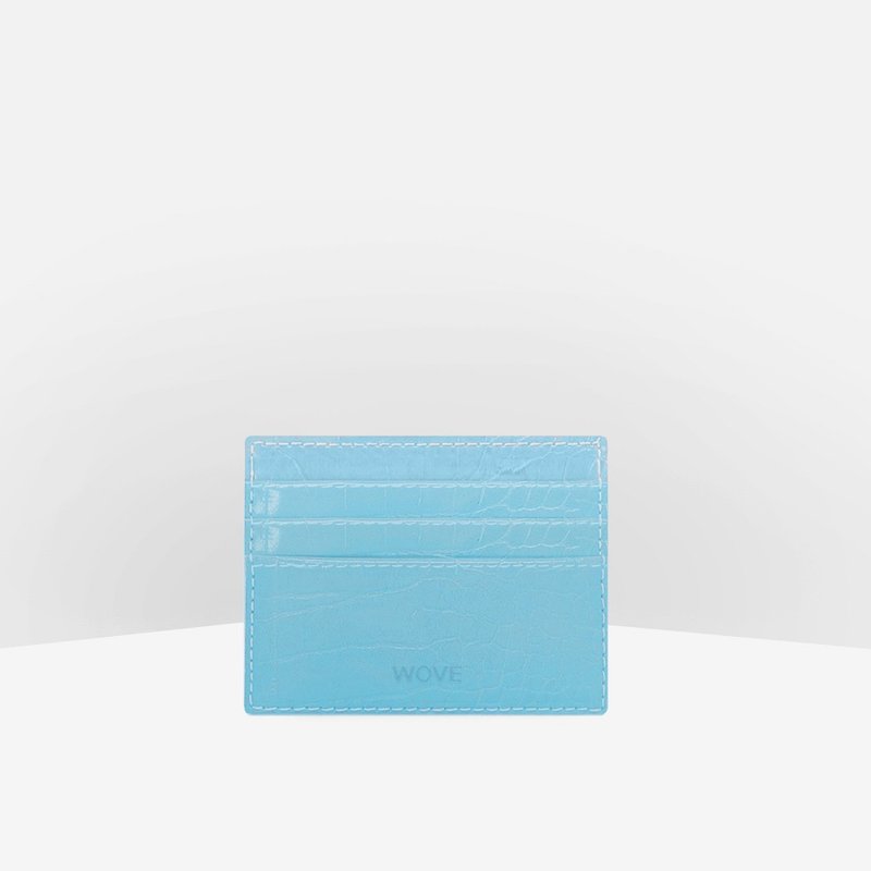 WOVE - Card Holder (Croco Texture) in Sky Blue - Other - Faux Leather Blue