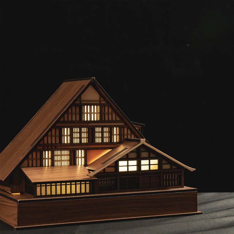 【木屋小夜燈-和田家】床頭燈/桌面擺件/合掌村/原創設計/USB/LED - 燈具/燈飾 - 木頭 咖啡色