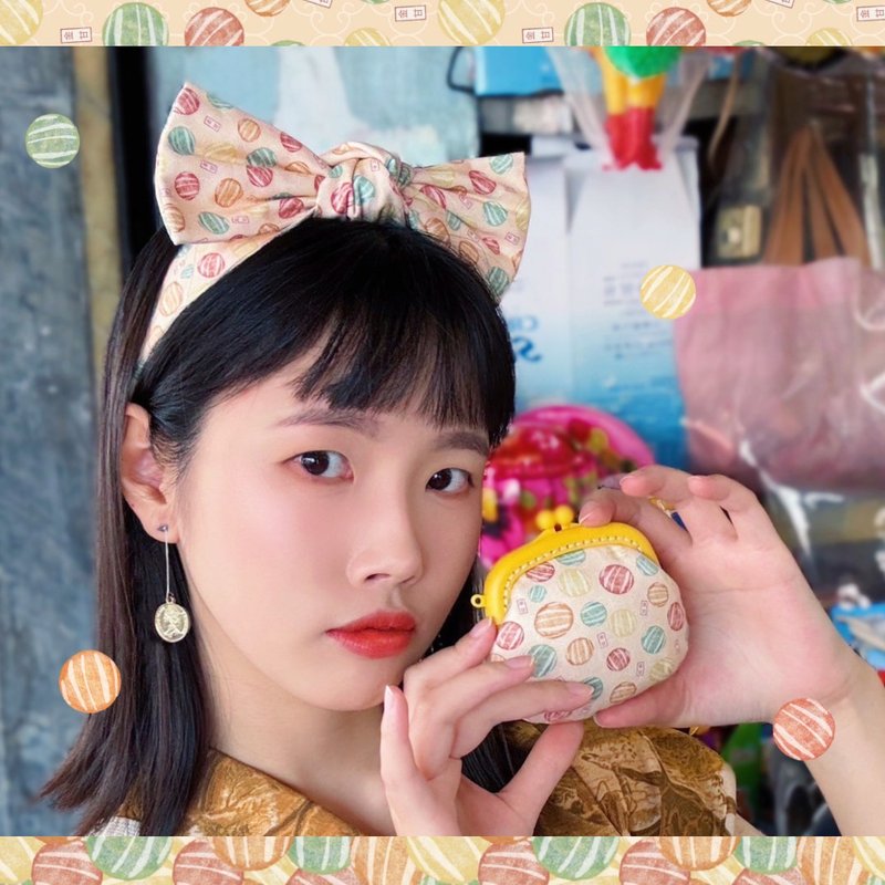 巧妙藝手 獨家金甘糖蝴蝶結髮帶-大人 手作蝴蝶結髮帶 - 髮箍/髮帶 - 棉．麻 橘色