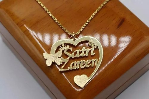 gemsjewelrings Heart Name Necklace | Handmade Jewelry | 925 Sterling Silver & gold coated