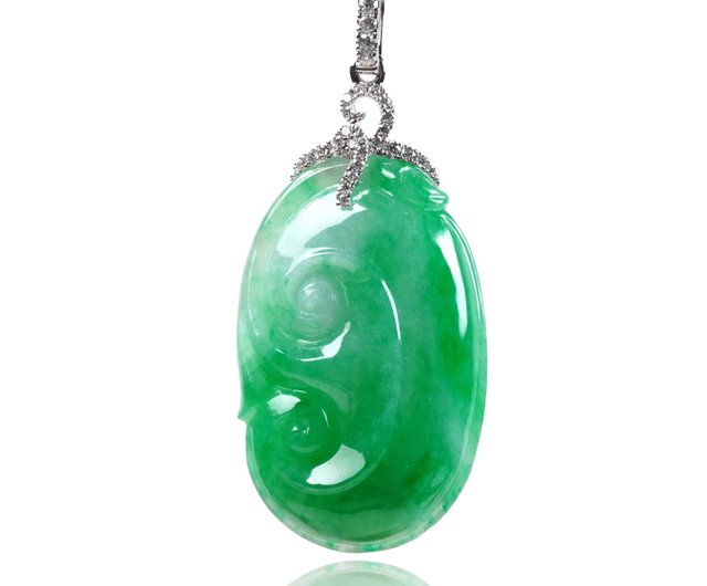 Natural Burmese shops Green Ruyi jade pendant