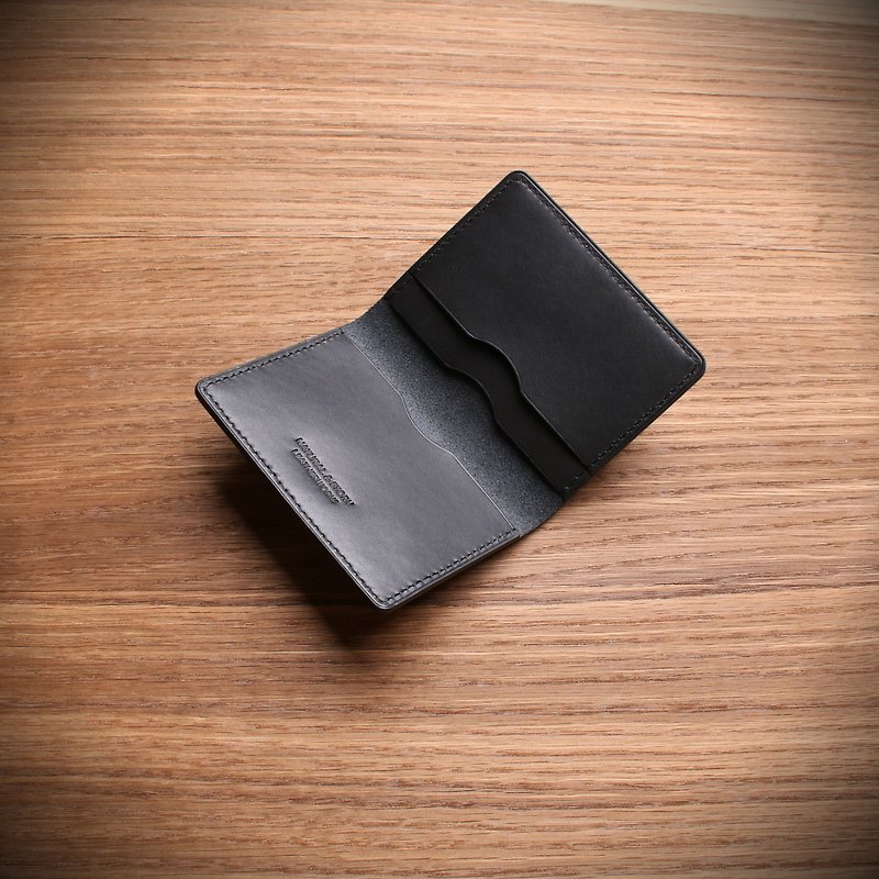 [NS handmade leather goods] card holder, business card holder, short clip (free printing) - กระเป๋าสตางค์ - หนังแท้ 