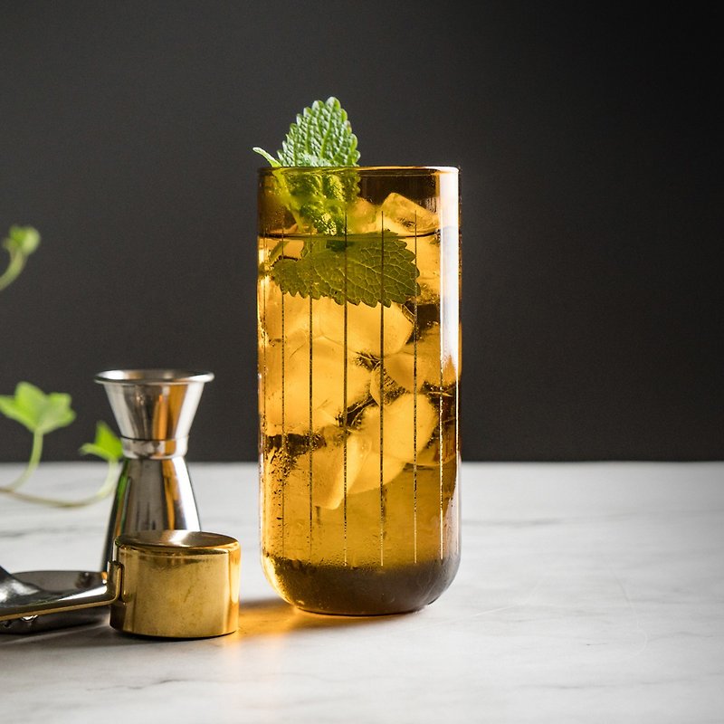 琥珀色の金箔ガラスシャンパングラス - 花瓶・植木鉢 - ガラス オレンジ