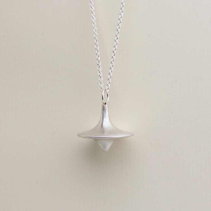Silver Spinning Top Necklace - สร้อยคอ - เงินแท้ สีเงิน