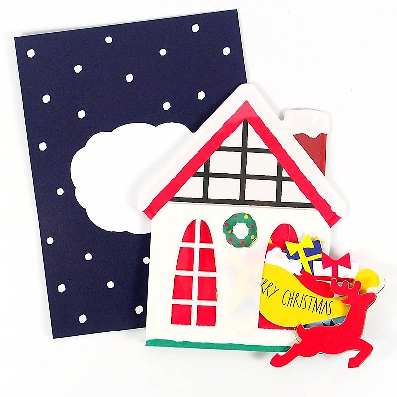從房子裡跑出聖誕老人跟麋鹿 耶誕卡片【Hallmark-卡片 聖誕節系列】 - 卡片/明信片 - 紙 