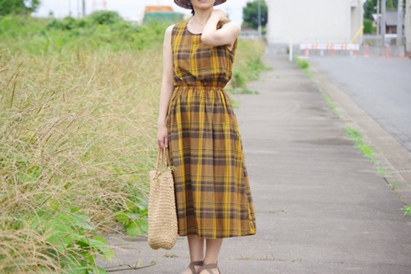 Summer check dress yellow - One Piece Dresses - Cotton & Hemp 