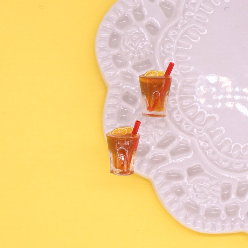 香港茶餐廳系列 港式凍檸檬茶耳環