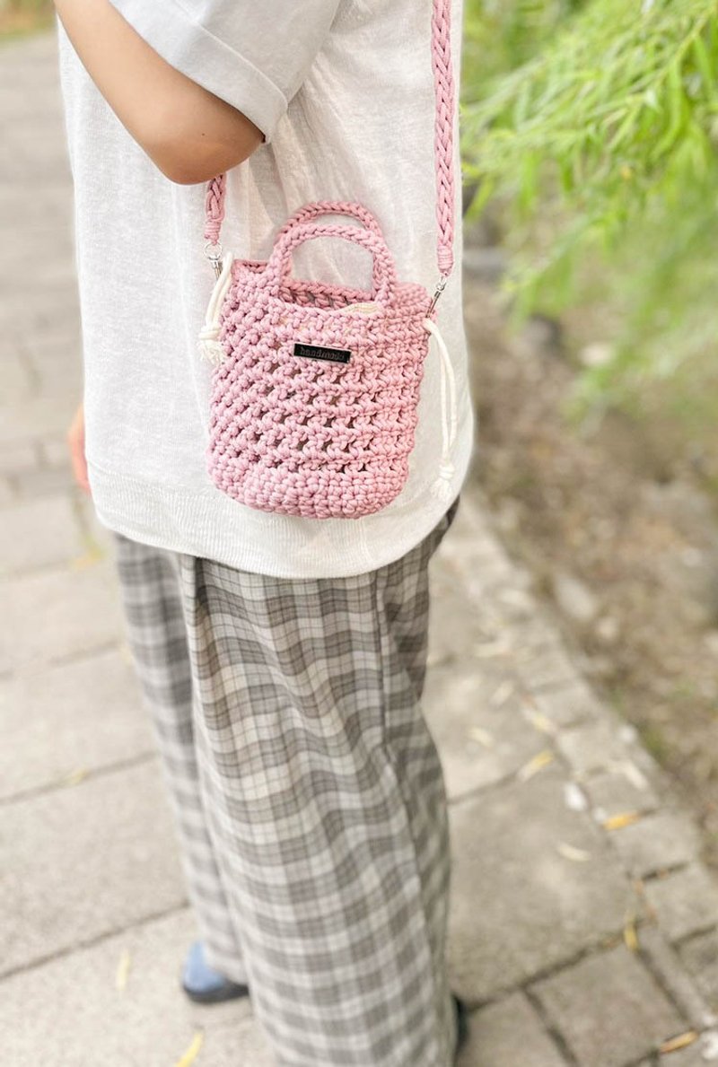 Braided Squeaky Bucket Bag - Basil Handwoven Braided Bag - Drawstring Bags - Other Man-Made Fibers 