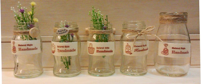 鄉村風玻璃小罐-療癒小物(可種花、插花、多肉、小筆筒…等) - 擺飾/家飾品 - 玻璃 