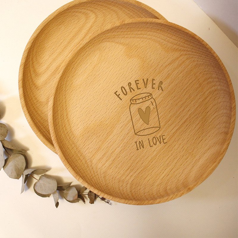 【Maki Design-Customization】Japanese Log Snack Salad Round Plate - จานและถาด - ไม้ 