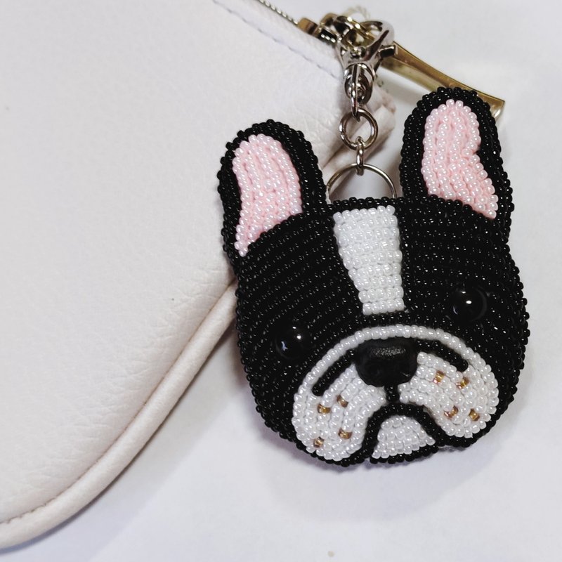 French Bulldog Pied Charm, Bag Charm, Key Holder - พวงกุญแจ - วัสดุอื่นๆ 