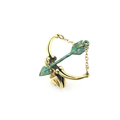 MAFIA JEWELRY Zodiac Archer bone ring is for Sagittarius in Brass and Patina green color ,Rocker jewelry ,Skull jewelry,Biker jewelry