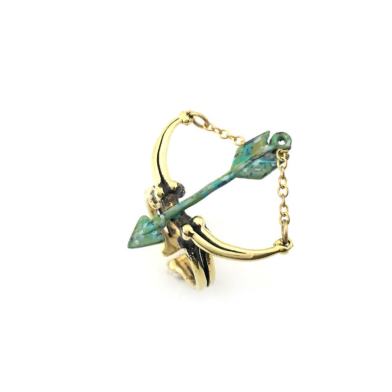 Zodiac Archer bone ring is for Sagittarius in Brass and Patina green color ,Rocker jewelry ,Skull jewelry,Biker jewelry - 戒指 - 其他金屬 