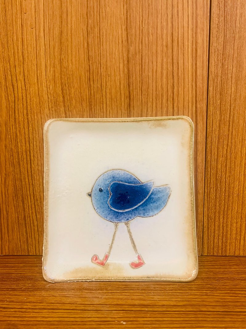 N131 white house hand painted mountain bird ceramic plate - Items for Display - Pottery Transparent
