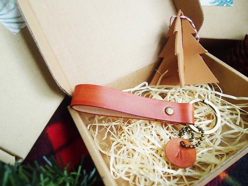 \\ GIFT SET \\ Leather Key Holder + Leather Tag in Brown - 鑰匙圈/鑰匙包 - 真皮 咖啡色
