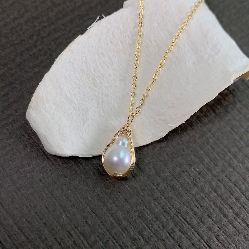 Baroque Pearl Necklace | 14K Gold Filled - Necklaces - Pearl White