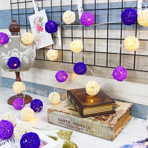 iINDOORS英倫家居 創意燈飾 籐球燈串 插座款 紫色戀人 長度3M LED氣氛燈 聖誕節