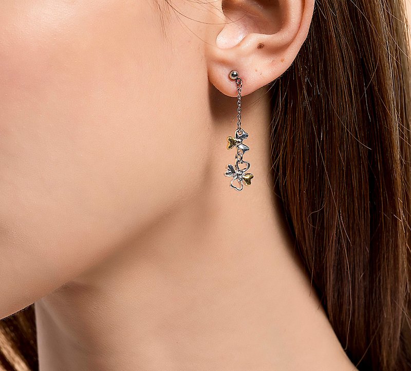 Flower Series-Clover Love Style Needle Earrings│JA1076E - Earrings & Clip-ons - Silver Gold